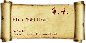 Hirs Achilles névjegykártya